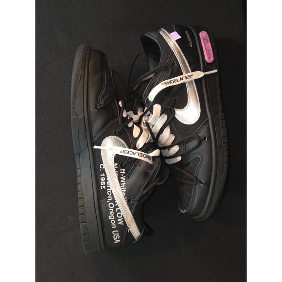 Nike Dunk Low Off White 50 of 50 Black Silver Men's Size 8.5 DM1602 001